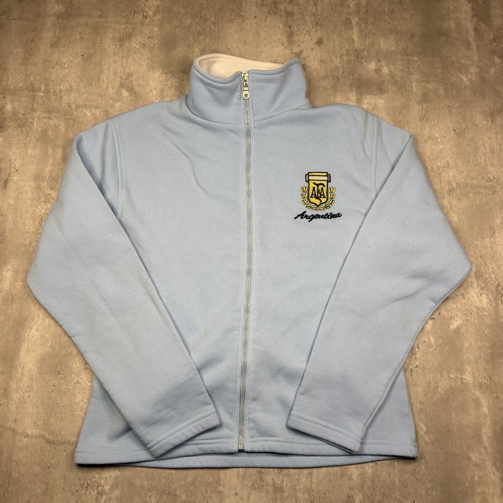 Vintage Argentina Track Jacket Soccer Womens XL World Cup Full Zip Blue Spellout